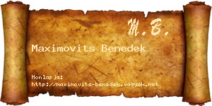 Maximovits Benedek névjegykártya